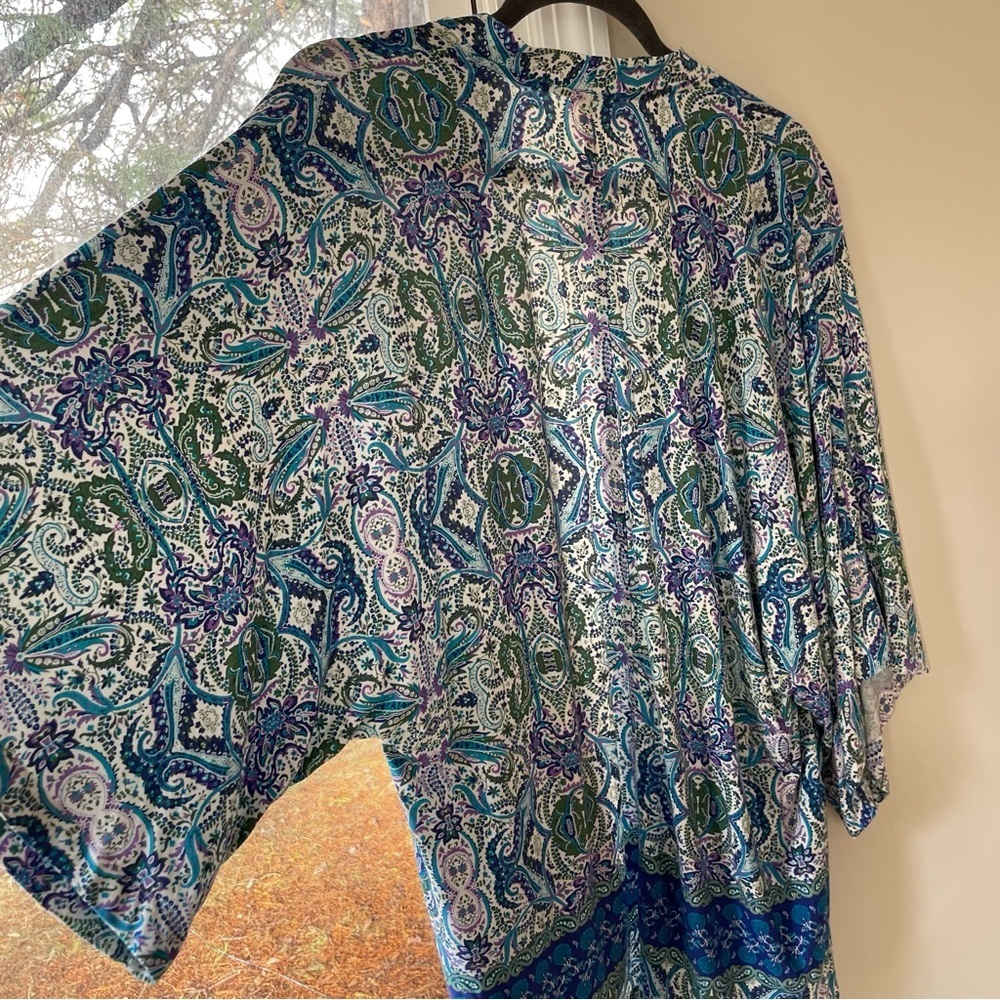 Soma COOL NIGHTS Kimono Pajama Wrap Folklore Bdr Royal - Picture 3 of 9